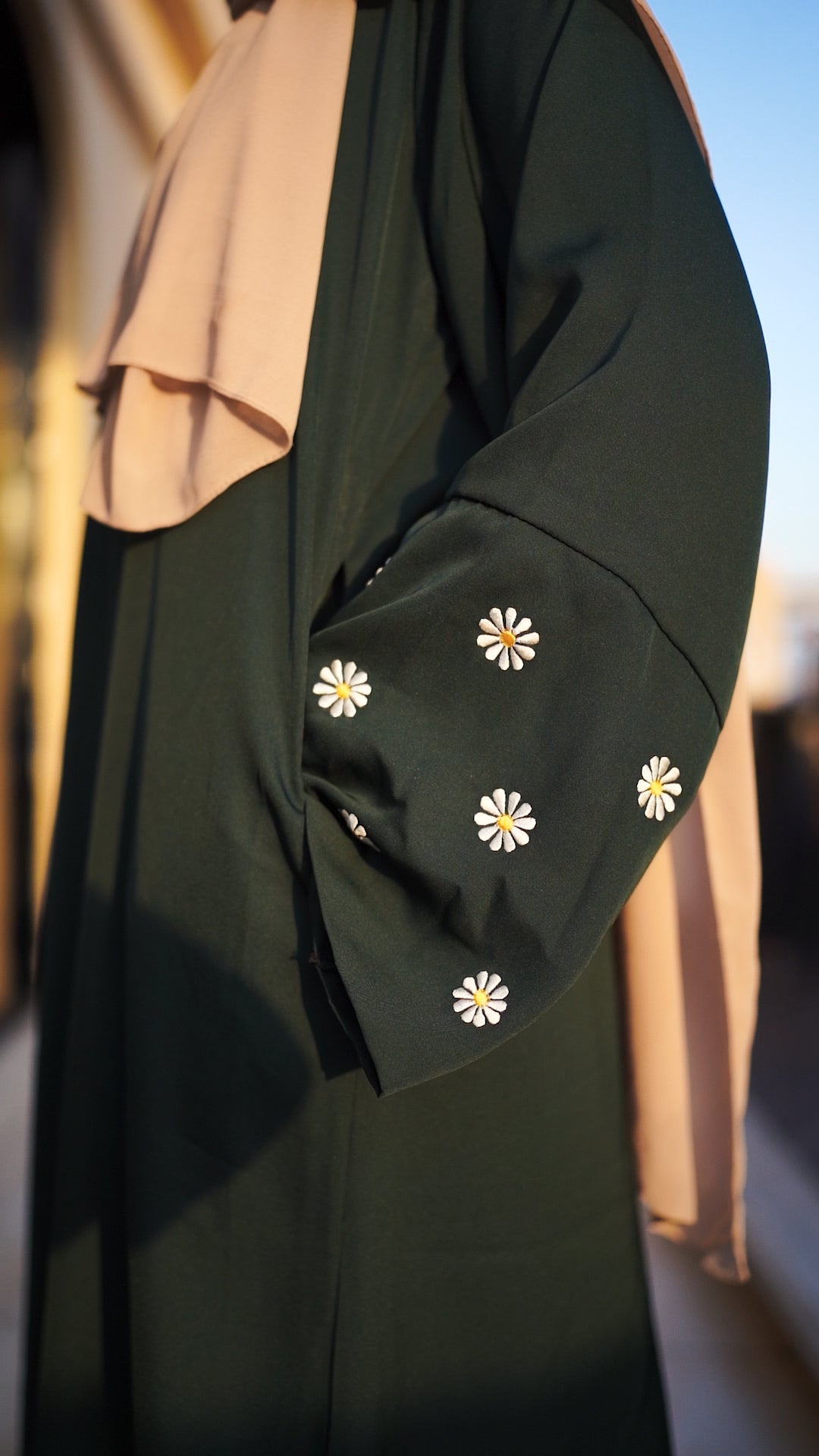 Embellished Sleeves Abaya - GREEN