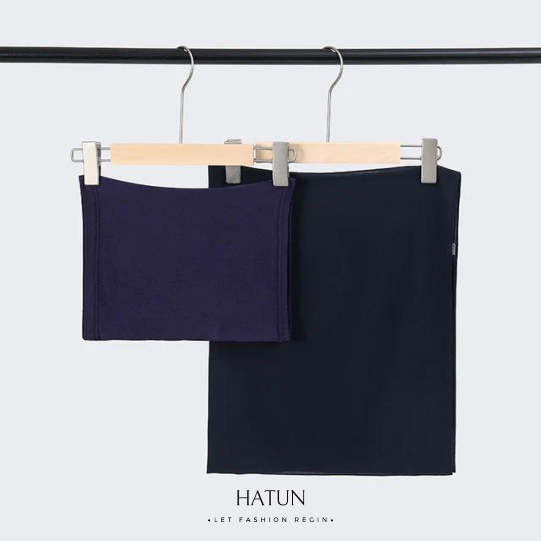 Matching Hijab And Cap Set - NAVY BLUE - HATUN 