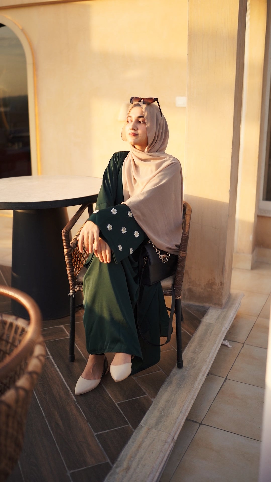 Embellished Sleeves Abaya - GREEN