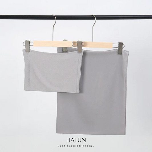 Matching Hijab And Cap Set - DOVE GREY - HATUN 