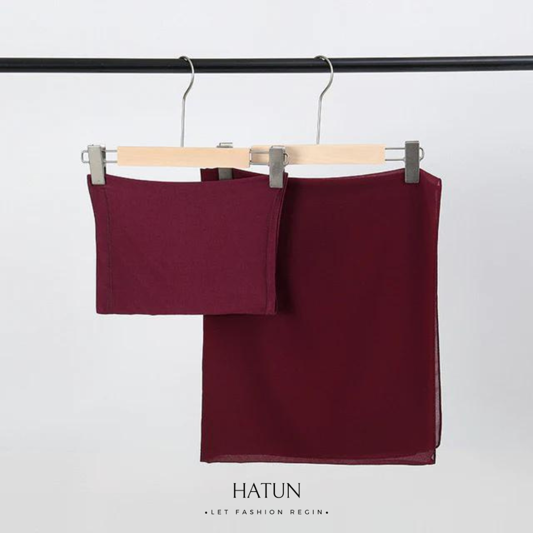 Matching Hijab And Cap Set - Berry - HATUN 