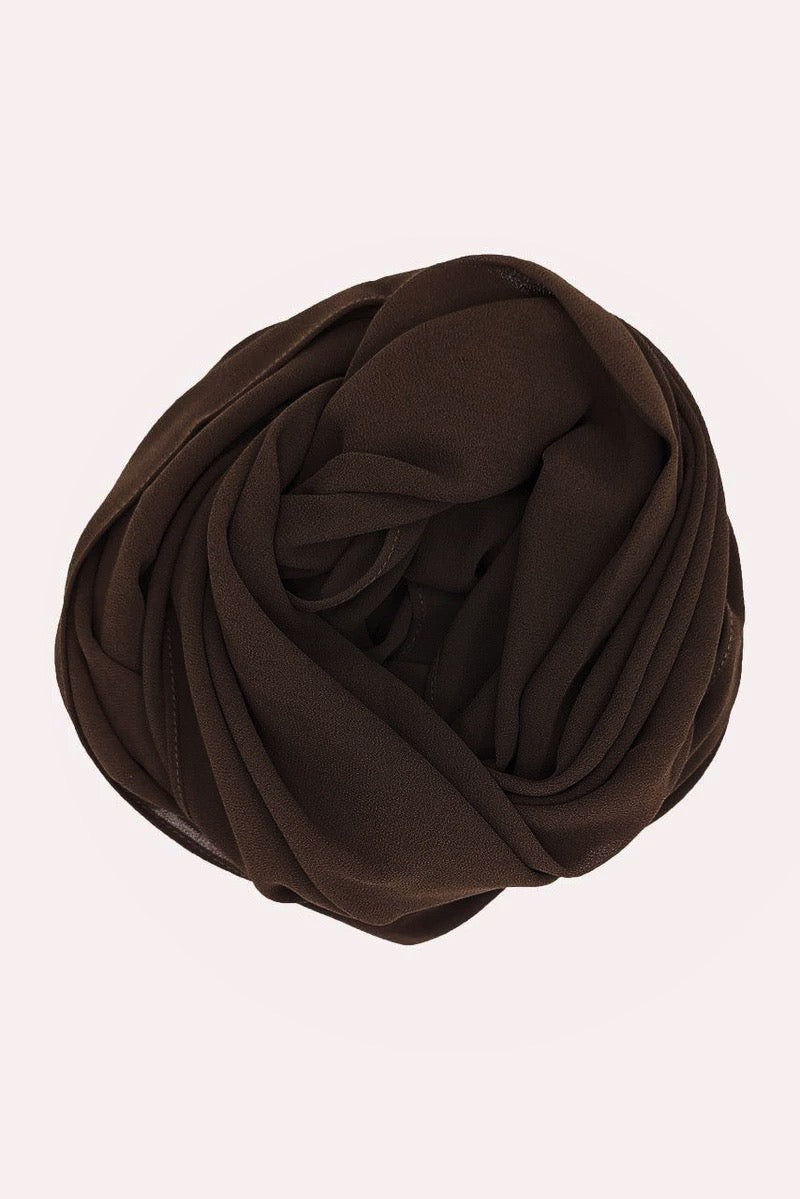 Premium Georgette Hijab - Dark Brown - HATUN 