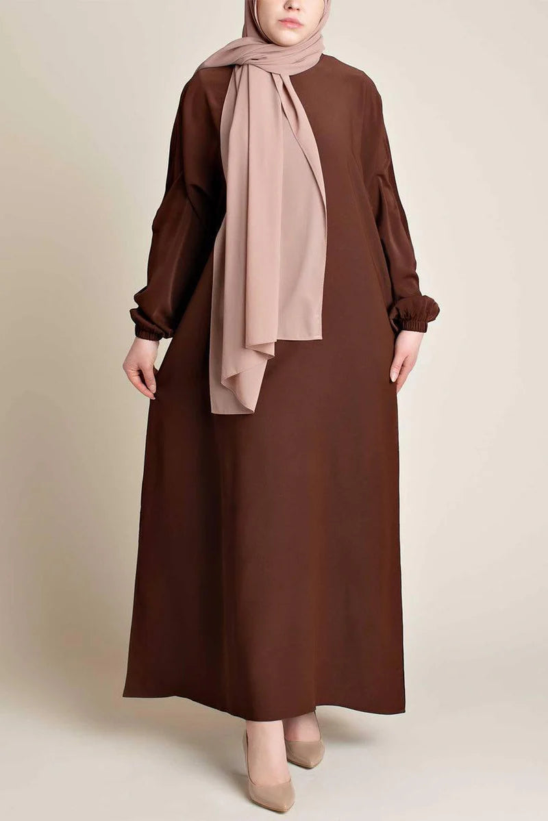 Classic Everyday Abaya - DARK BROWN